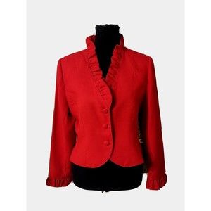 Vintage Women's Bert Newman for Young Impressions Red Blazer Ruffle
